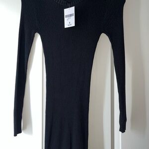 Forever 21 Black Ribbed Knit Sweater Dress